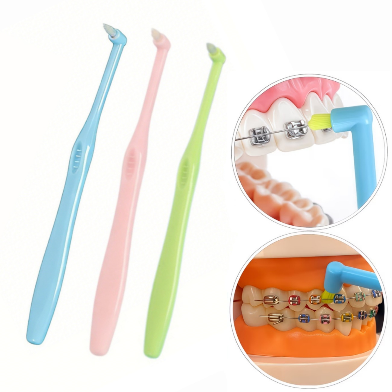Teeth Whitening With Braces - Spazzolino ortodontico 1/3 pezzi con testina