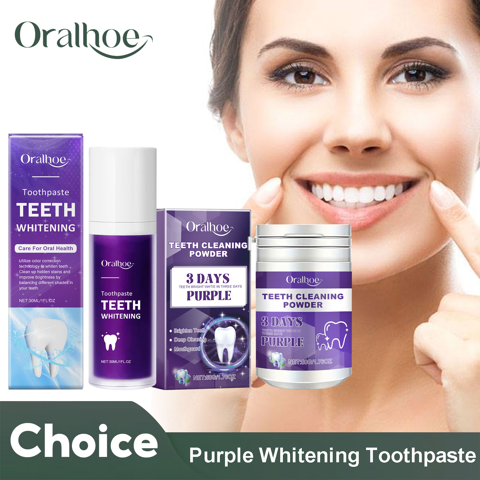 Teeth Whitening Quotes - Correttore viola Dentifricio sbiancante Pulizia profonda
