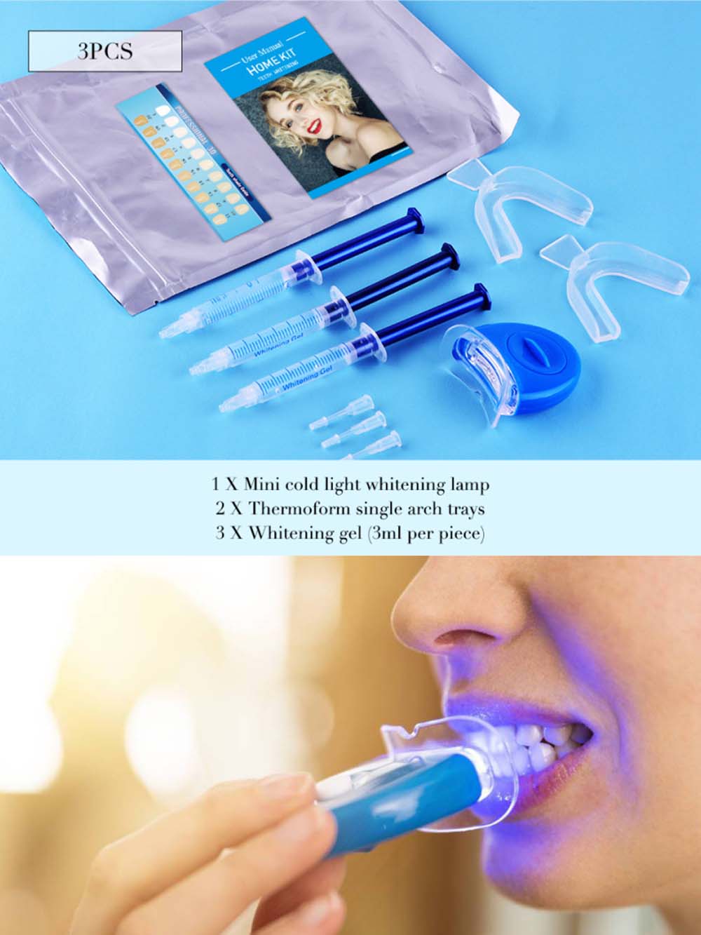 Teeth Whitening Led Kit - Kit gel sbiancante per denti con