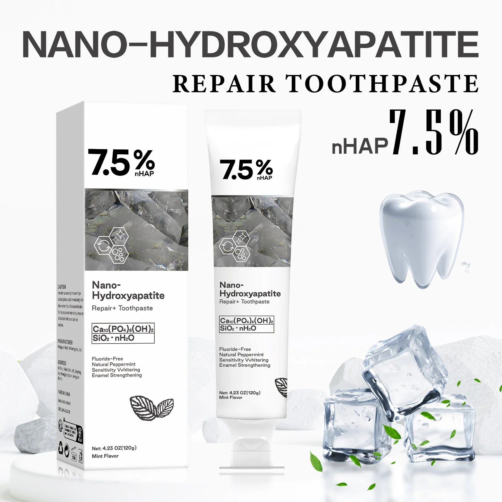 Hydroxyapatite Toothpaste - 120g Nano Idroxyapatite Dentifricio Rimozione Macchia